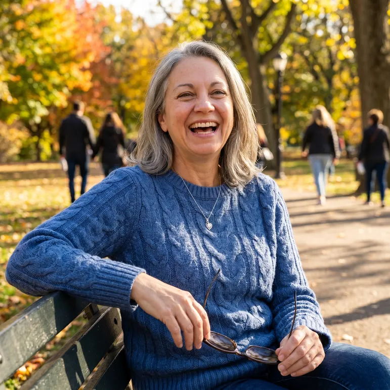 Woman walking in a park, illustrating a GlucoBliss customer report