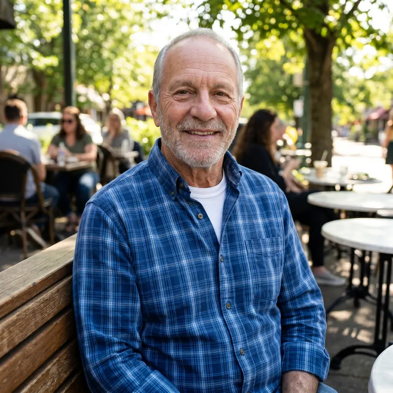 Older man relaxing outdoors, illustrating a GlucoBliss customer report